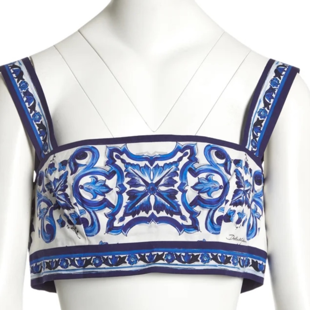 COPY - Dolce & Gabbana Majolica blue Mediterranean crop top
